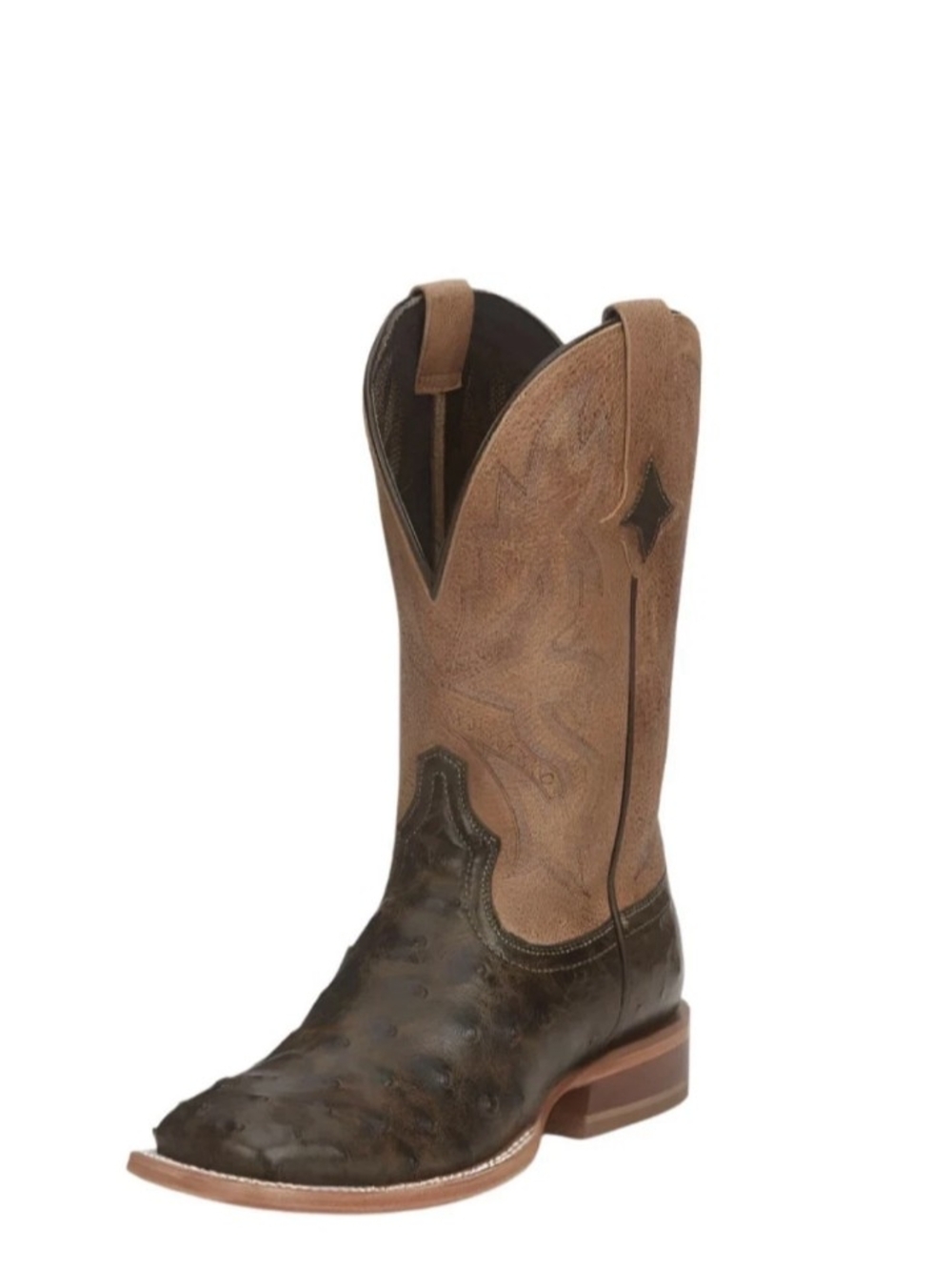 Tony Lama Tori Umber Ostrich 11" Brown Western Pull-On Boots Size 9.5 New